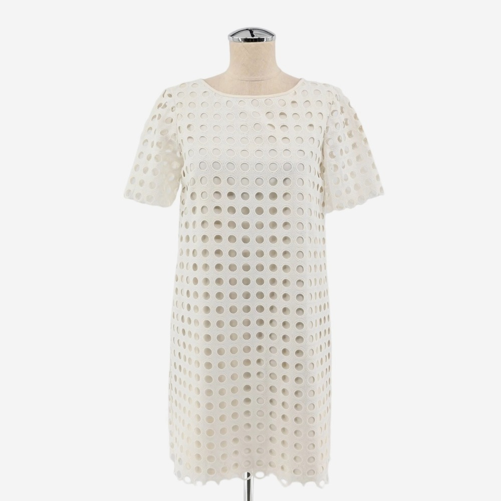 Catherine Malandrino Courtney Dress Size 0 White Eyelet Summer‎ Shift Minimalist